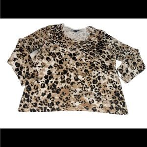 Laura Scott Animal Print Blouse Ladies XL Leopard  Long Sleeve